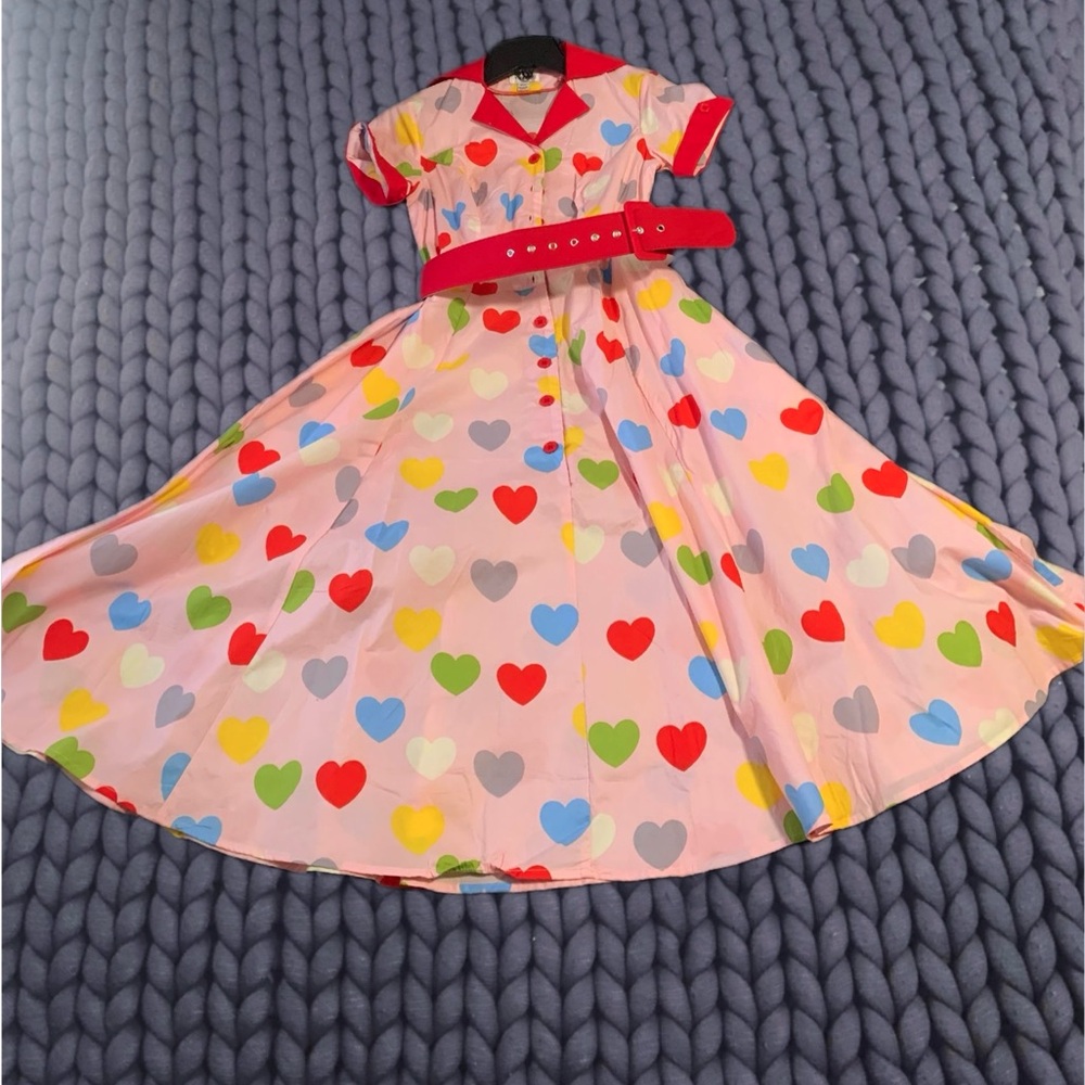 Unique Vintage colorful hearts dress